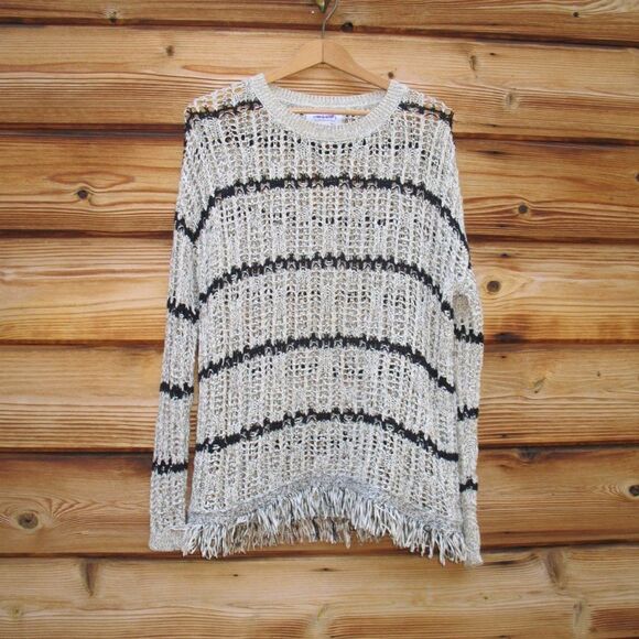 NWOT Velvet Graham & Spencer Open Knit Fringe Sweater - Picture 3 of 10